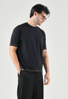 DSQUARED2 T-shirt girocollo nera da uomo con logo etichetta sul fondo D9M946350 001 DSQUARED2 