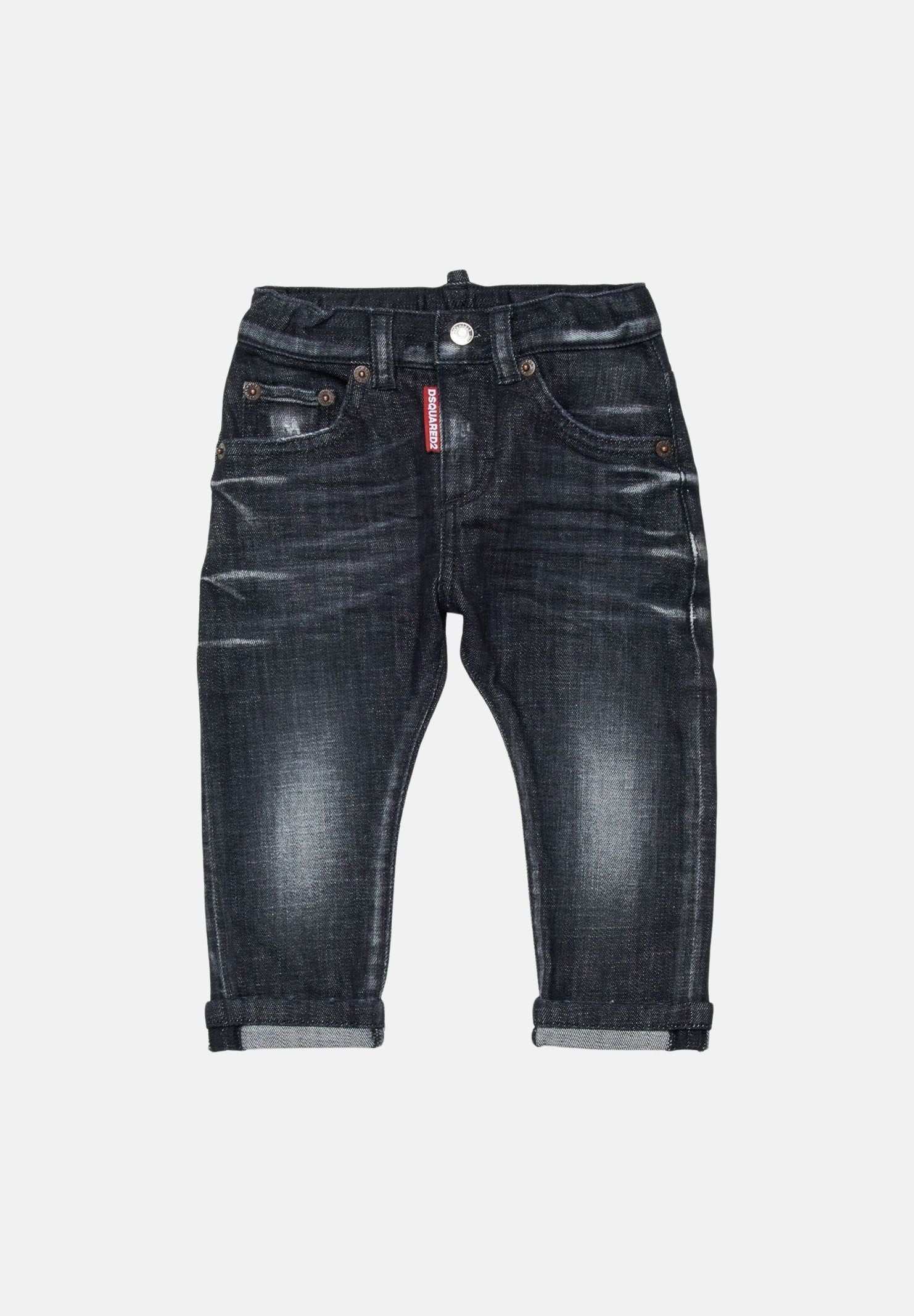 DSQUARED2 Jeans Turn-Up in denim nero da neonato DQ01TCD0ABS DQ02 DSQUARED2 