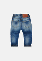DSQUARED2 Jeans blue denim da neonato, con risvolto al fondo.<BR/> DQ01TCD0AHR DQ01 DSQUARED2 