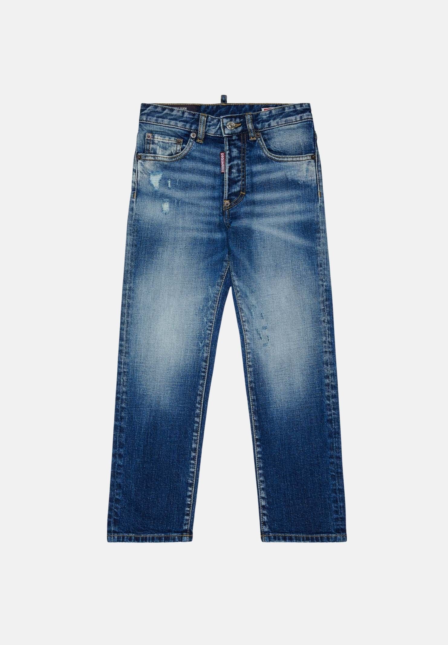 DSQUARED2  Jeans 642  blu per donna, ragazzi e bambini con effetto faded e dettagli distressed.<BR/> DQ2252D0AHR DQ01 DSQUARED2 