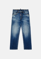 DSQUARED2  Jeans 642  blu per donna, ragazzi e bambini con effetto faded e dettagli distressed.<BR/> DQ2252D0AHR DQ01 DSQUARED2 
