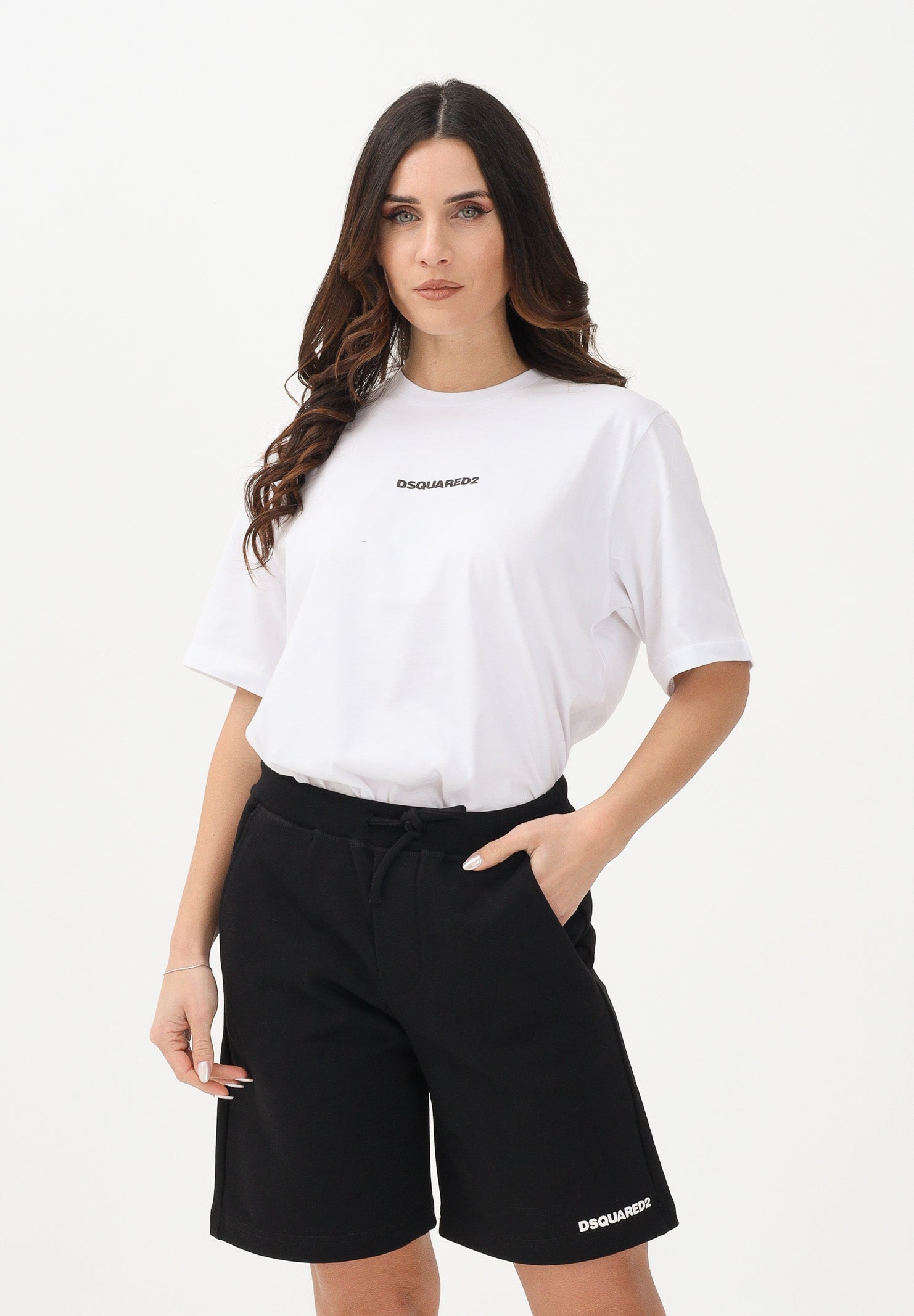DSQUARED2 T-shirt a manica corta bianca per donna, ragazzi e bambini con logo DSQUARED2 DQ2823D004G DQ100 DSQUARED2 