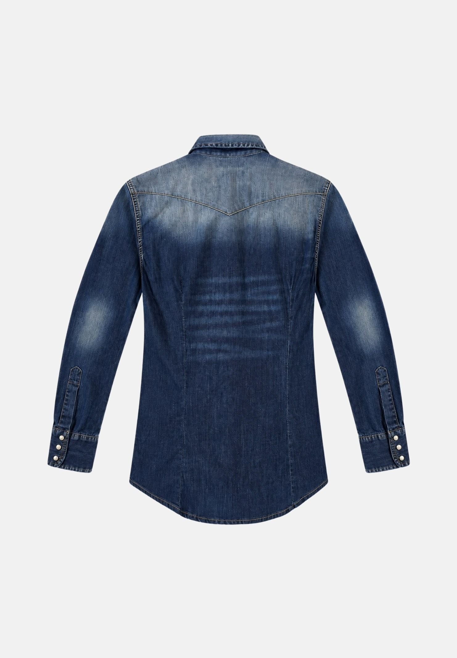 DSQUARED2 Camicia manica lunga denim blu per donna, ragazzi e bambini con tasche applicate sul petto DQ2887D0AHS DQ01 DSQUARED2 