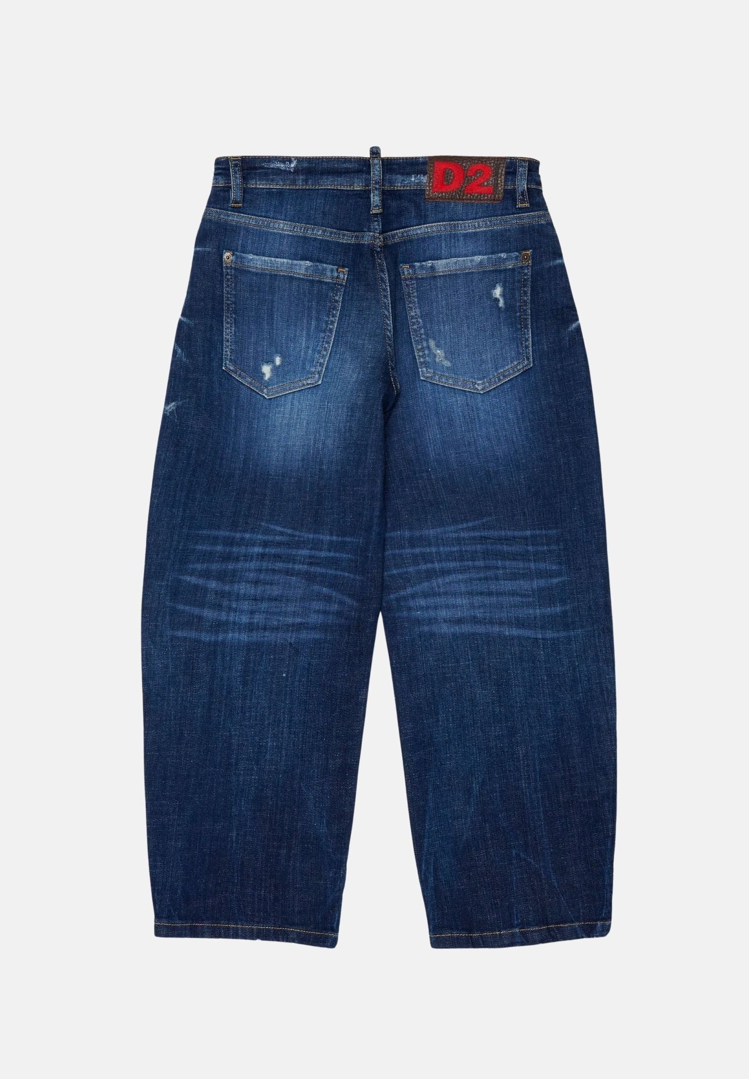 DSQUARED2 Jeans AMELIA in denim blu per donna, ragazzi e bambini con gamba ampia cropped. DQ3083D0AHX DQ01 DSQUARED2 