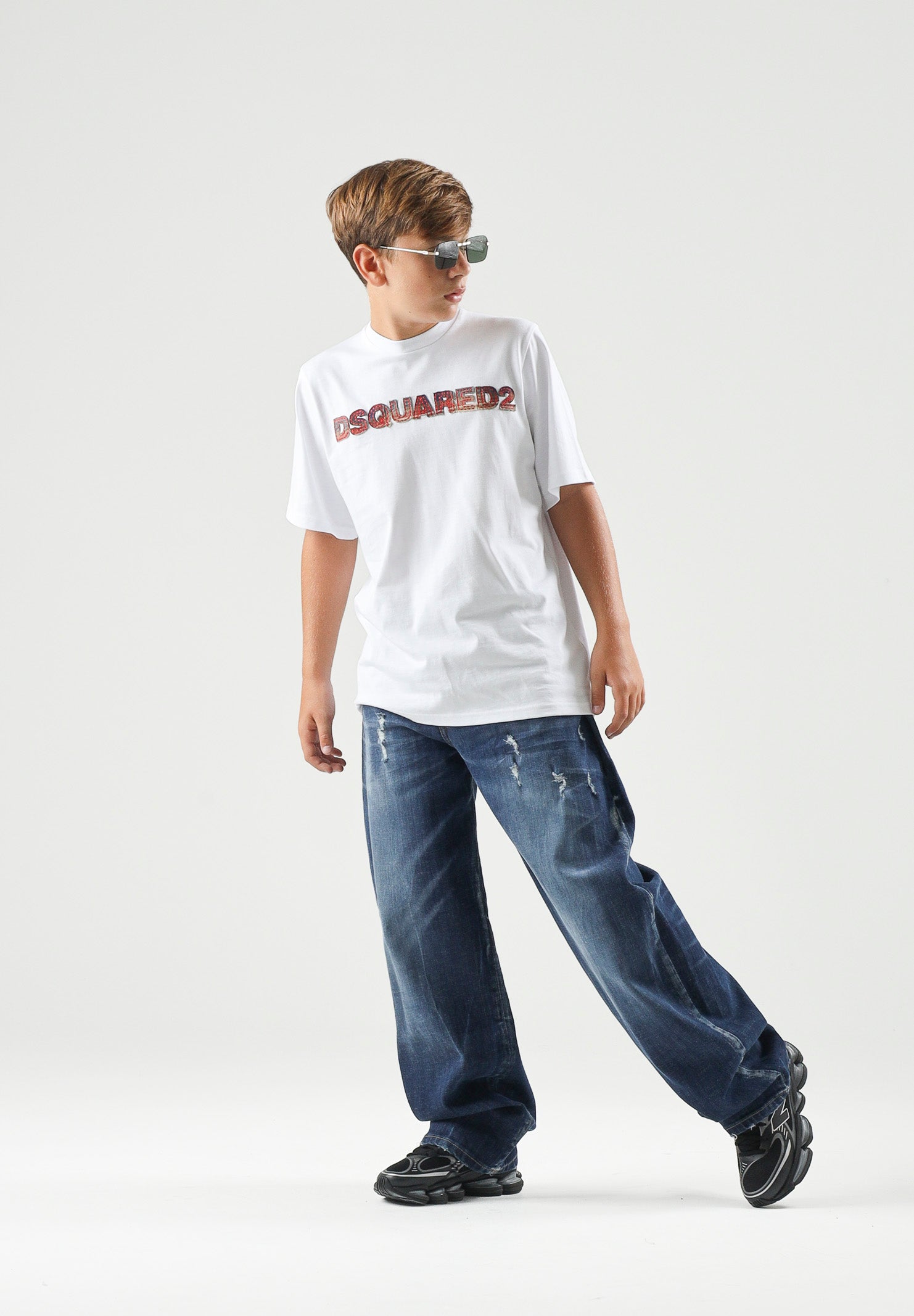 DSQUARED2 Jeans AMELIA in denim blu per donna, ragazzi e bambini con gamba ampia cropped. DQ3083D0AHX DQ01 DSQUARED2 