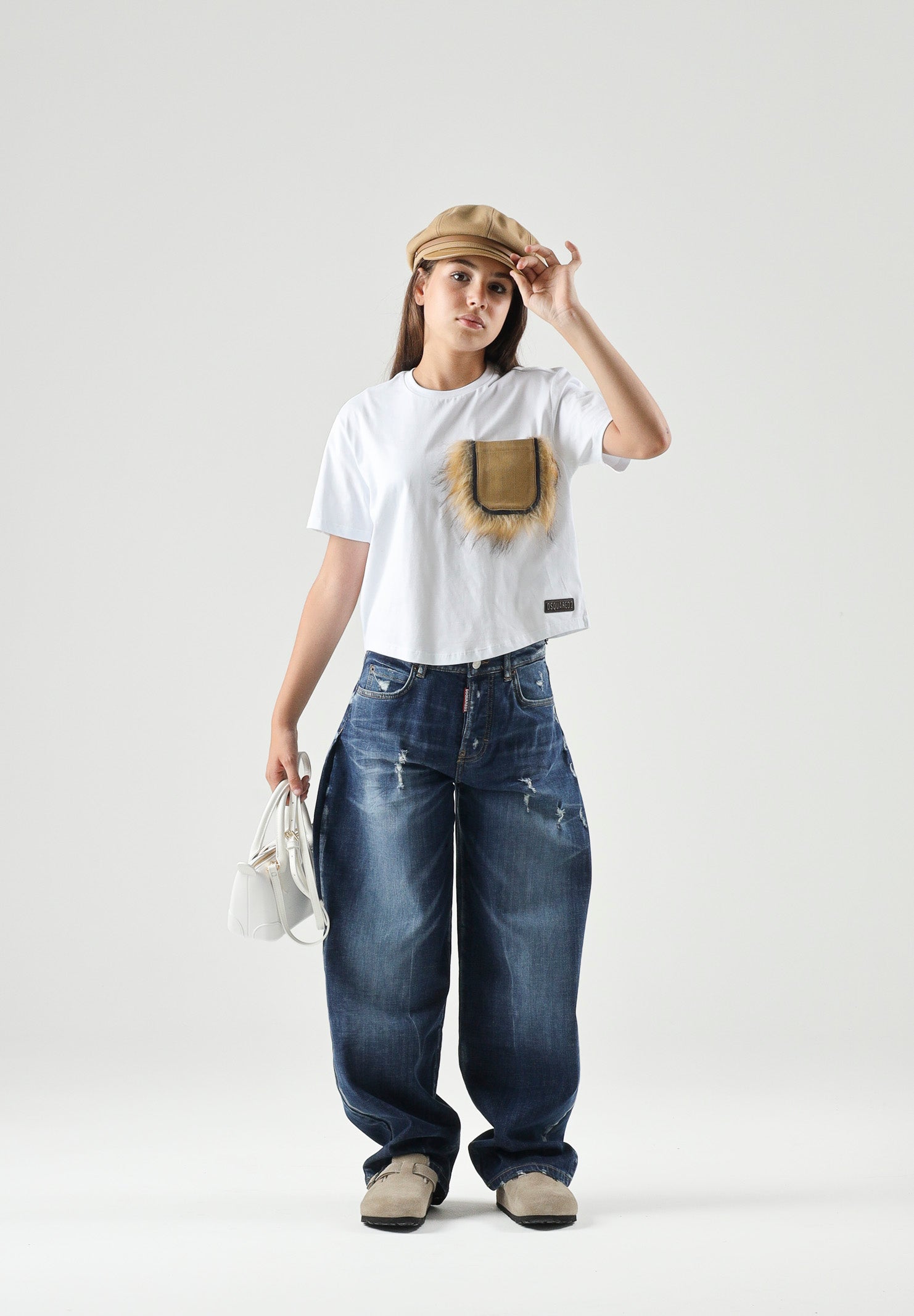 DSQUARED2 Jeans AMELIA in denim blu per donna, ragazzi e bambini con gamba ampia cropped. DQ3083D0AHX DQ01 DSQUARED2 