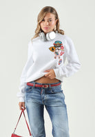 DSQUARED2 Felpa girocollo bianca per donna, ragazzi e bambini con patch-details DQ3398D0AI5 DQ100 DSQUARED2 