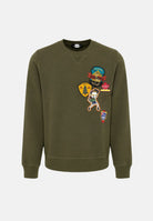DSQUARED2 Felpa girocollo tarmac-verde per donna, ragazzi e bambini con applicazioni patch DQ3398D0AI5 DQ558 DSQUARED2 