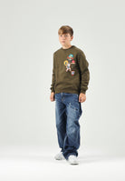 DSQUARED2 Felpa girocollo tarmac-verde per donna, ragazzi e bambini con applicazioni patch DQ3398D0AI5 DQ558 DSQUARED2 