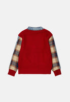DSQUARED2 Cardigan in maglia rubin red, rosso,  per donna, ragazzzi e bambini con maniche a quadri DQ3407D0AJC DQ452 DSQUARED2 