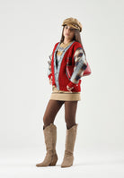 DSQUARED2 Cardigan in maglia rubin red, rosso,  per donna, ragazzzi e bambini con maniche a quadri DQ3407D0AJC DQ452 DSQUARED2 