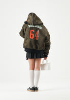 DSQUARED2  Bomber jacket con logo stampato tarmac green, verde militare  per donna, ragazzi e bambini. DQ3412D0AIB DQ558 DSQUARED2 