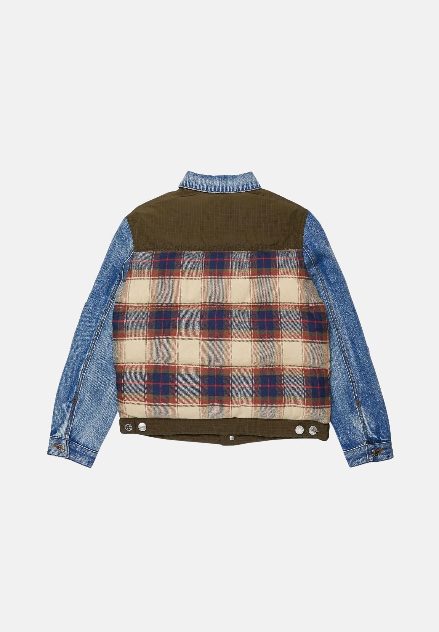 DSQUARED2 Giubbotto feather gray, denim multicolor, per donna, ragazzi e bambini  con fantasia a quadri DQ3414D0AIA DQ717 DSQUARED2 