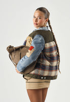 DSQUARED2 Giubbotto feather gray, denim multicolor, per donna, ragazzi e bambini  con fantasia a quadri DQ3414D0AIA DQ717 DSQUARED2 