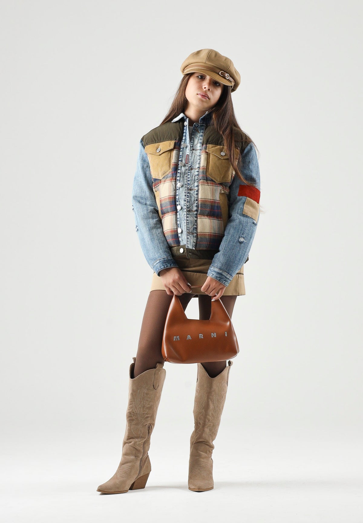 DSQUARED2 Giubbottodi jeans denim multicolor, per donna, ragazzi e bambini  con fantasia a quadri DQ3414D0AIA DQ717 DSQUARED2 