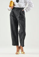 DSQUARED2 Pantaloni sartoriali PINSTRIPE  neri per donna, ragazzi e bambini con motivo gessato DQ3427D0AIF DQ900 DSQUARED2 