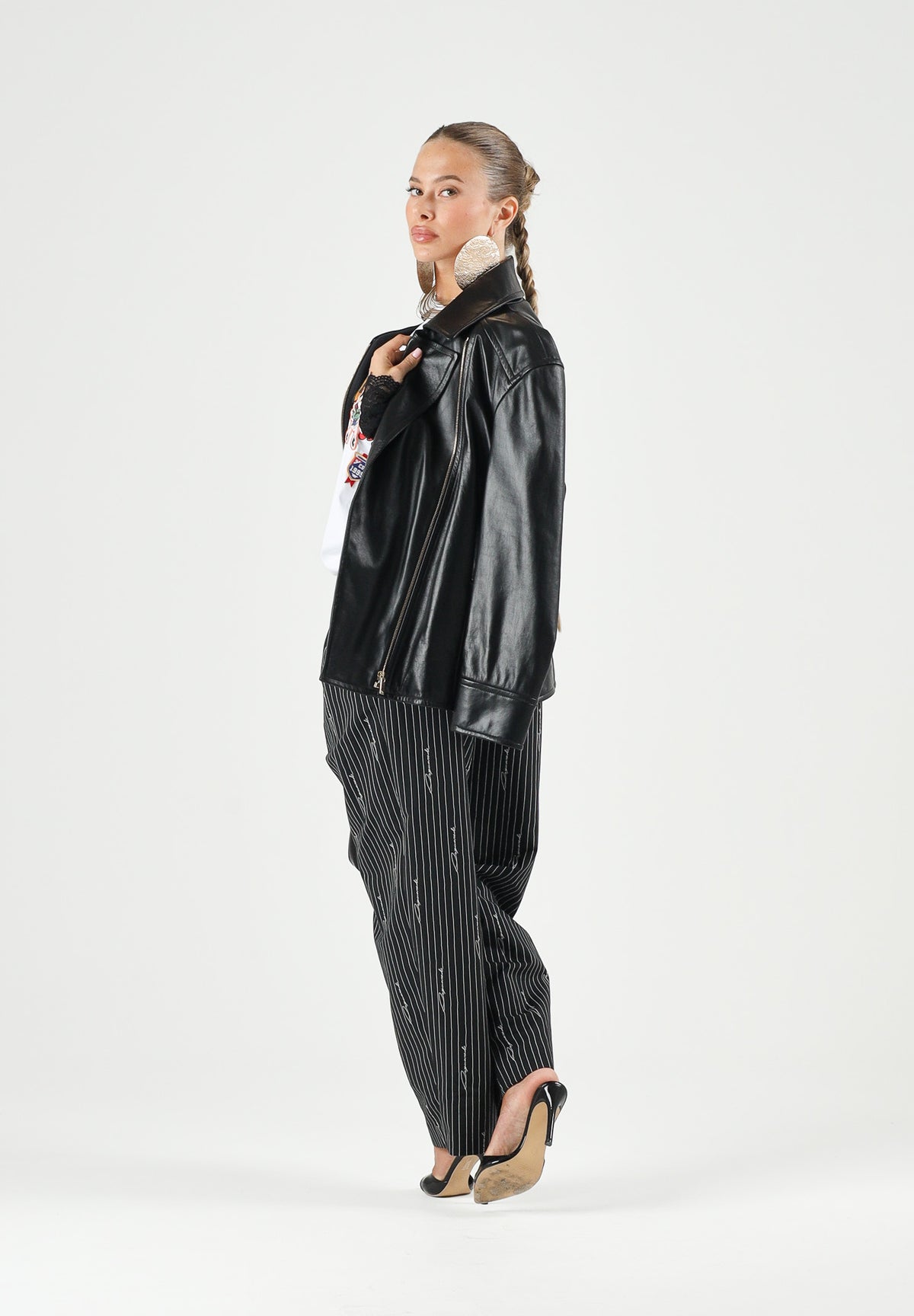 DSQUARED2 Pantaloni sartoriali PINSTRIPE  neri per donna, ragazzi e bambini con motivo gessato DQ3427D0AIF DQ900 DSQUARED2 