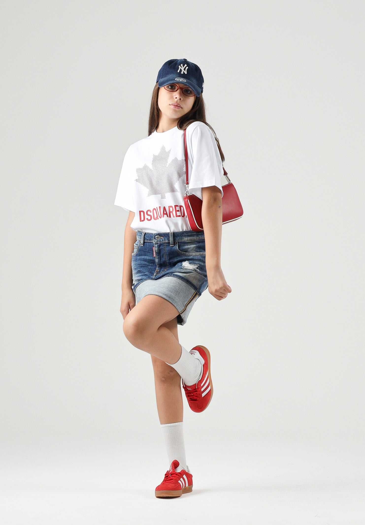 DSQUARED2 T-shirt manica corta bianca per donna, ragazzi e bambini con logo centrale DQ3434D0AJ5 DQ100 DSQUARED2 