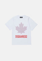 DSQUARED2 T-shirt manica corta bianca per donna, ragazzi e bambini con logo centrale DQ3434D0AJ5 DQ100 DSQUARED2 