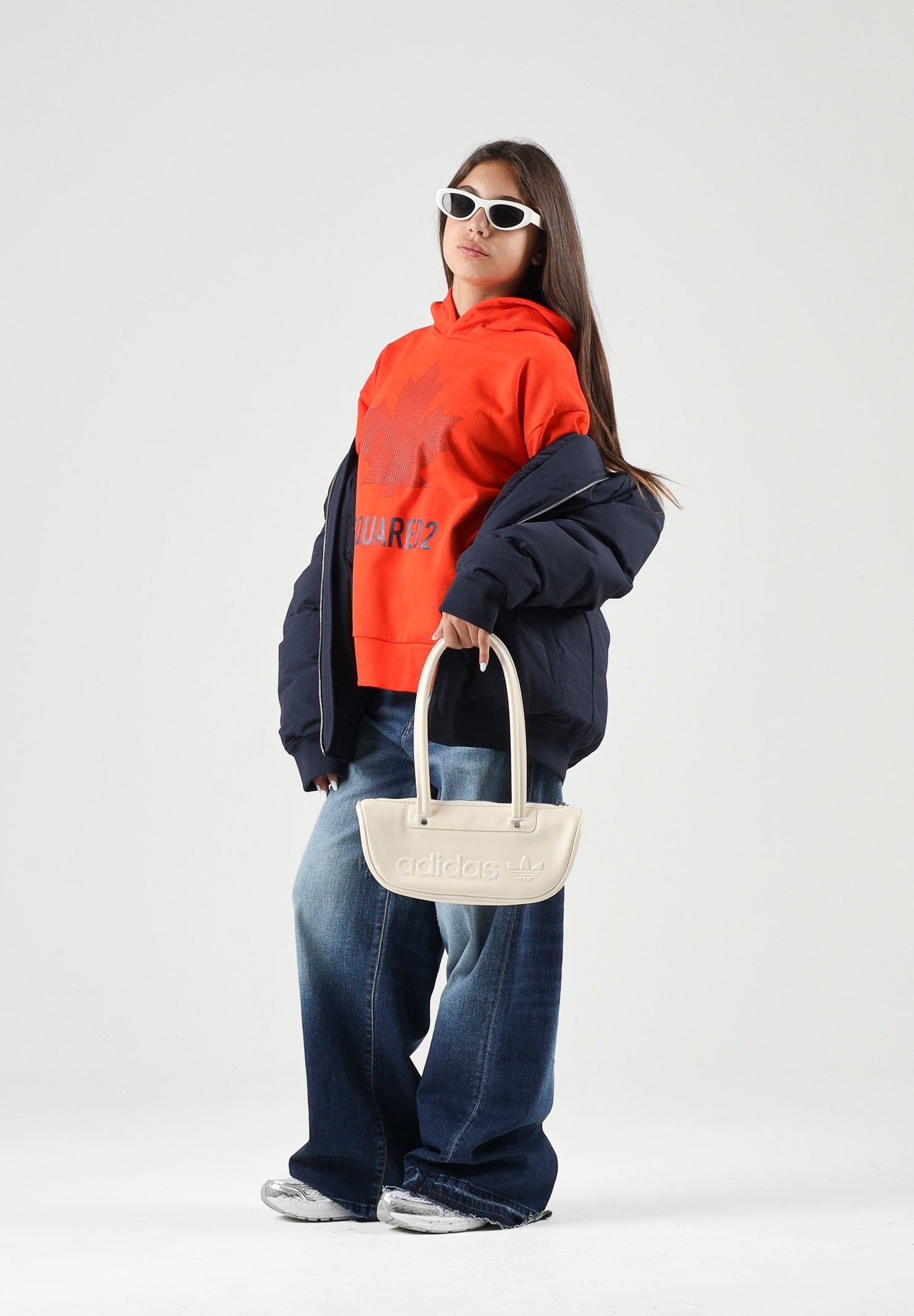 DSQUARED2 Felpa MAPLE-LEAF PRINT HOODIE con cappuccio arancione per donna, ragazzi e bambini DQ3435D0AJ6 DQ258 DSQUARED2 