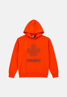DSQUARED2 Felpa MAPLE-LEAF PRINT HOODIE con cappuccio arancione per donna, ragazzi e bambini DQ3435D0AJ6 DQ258 DSQUARED2 