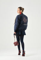DSQUARED2 Giubbotto imbottito peacoat blue, blu per donna, ragazzi e bambini con logo stampato DQ3436D0AIC DQ864 DSQUARED2 