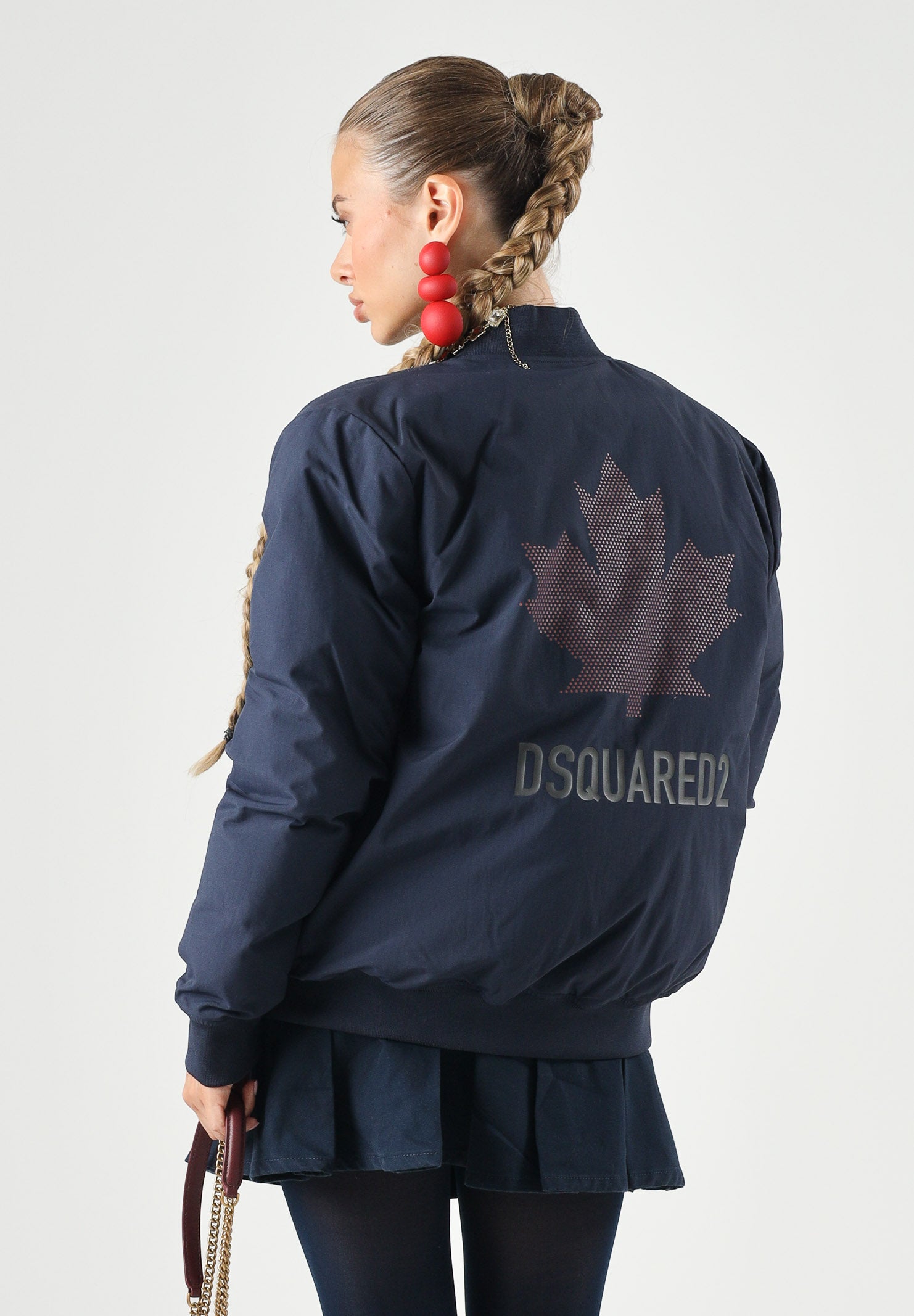 DSQUARED2 Giubbotto imbottito peacoat blue, blu per donna, ragazzi e bambini con logo stampato DQ3436D0AIC DQ864 DSQUARED2 