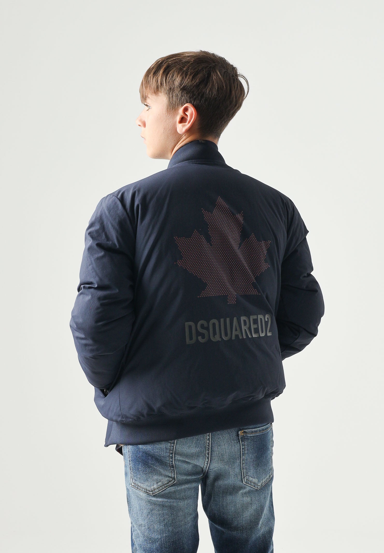 DSQUARED2 Giubbotto imbottito peacoat blue, blu per donna, ragazzi e bambini con logo stampato DQ3436D0AIC DQ864 DSQUARED2 
