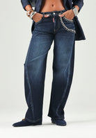 DSQUARED2 Jeans CRYSTAL-EMBELLISHED denim blu per donna, ragazzi e bambini con applicazioni di cristalli. DQ3442D0AHY DQ01 DSQUARED2 