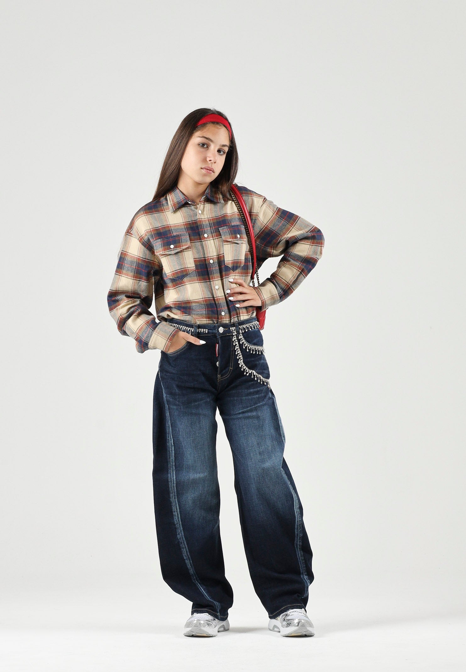 DSQUARED2 Jeans CRYSTAL-EMBELLISHED denim blu per donna, ragazzi e bambini con applicazioni di cristalli. DQ3442D0AHY DQ01 DSQUARED2 