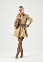 DSQUARED2 Abito camicia beige per donna, ragazzi e bambini con logo e stampa Maple Leaf. DQ3449D0AIG DQ776 DSQUARED2 