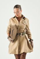 DSQUARED2 Abito camicia beige per donna, ragazzi e bambini con logo e stampa Maple Leaf. DQ3449D0AIG DQ776 DSQUARED2 