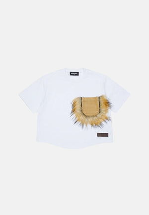 DSQUARED2 T-shirt manica corta white-bianca, per donna, ragazzi e bambini con taschino applicato DQ3467D0AJ7 DQ100 DSQUARED2 