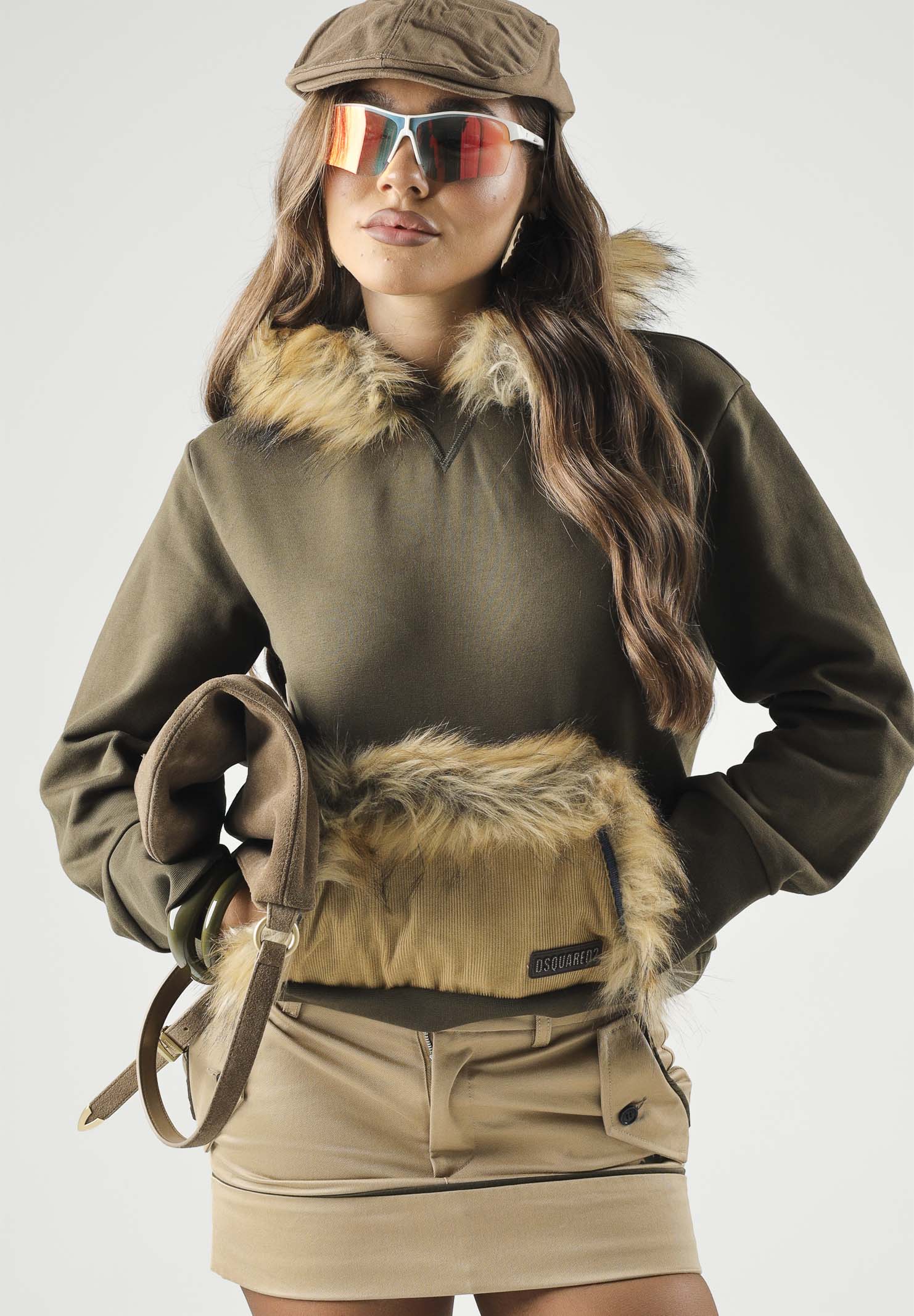 DSQUARED2 Felpa con cappuccio FELPA CON CAPPUCCIO tarmac green verde, colore basico verde, donna. DQ3469D0AJ9 DQ558 DSQUARED2 