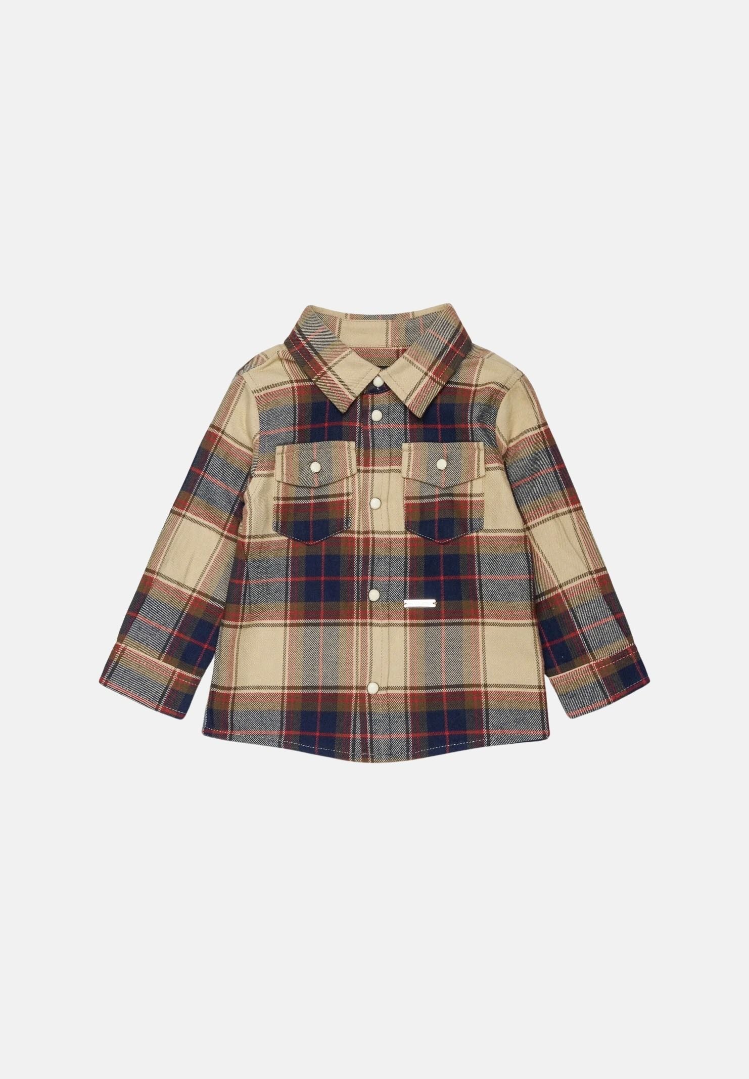 DSQUARED2  Camicia FEATHER GRAY, grigio multicolore da neonato, con tasche applicate sul petto DQ3491D0AIA DQ717 DSQUARED2 