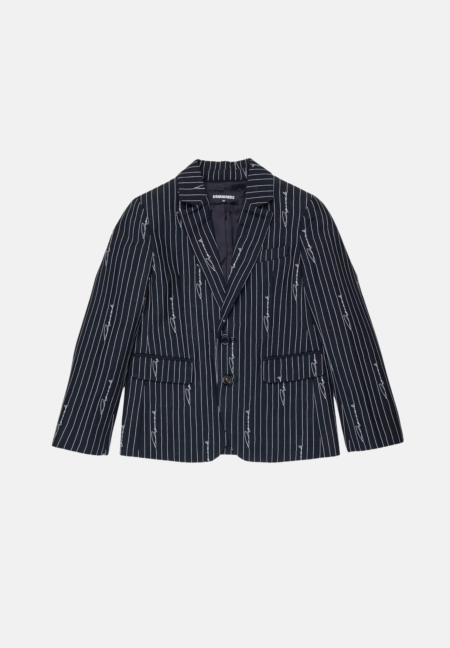 DSQUARED2 Blazer PINSTRIPE LOGO Black, nero, da neonato con motivo gessato e dettaglio logo. DQ3494D0AIF DQ900 DSQUARED2 