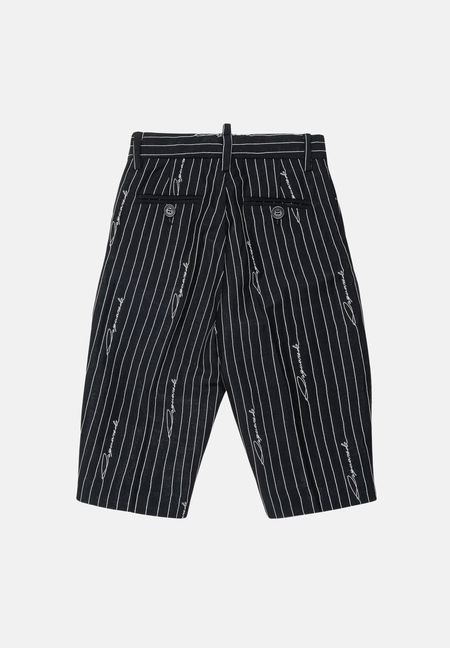 DSQUARED2 Pantaloni gessati neri da neonato con fantasia pinstripe DQ3495D0AIF DQ900 DSQUARED2 