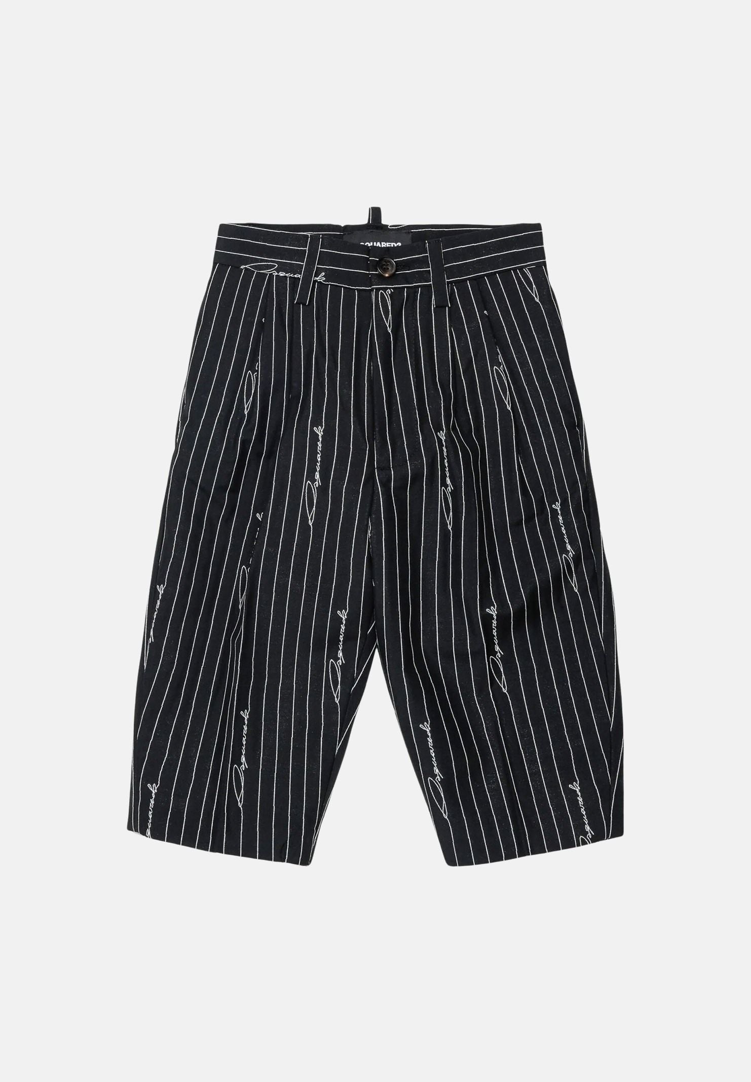 DSQUARED2 Pantaloni gessati neri da neonato con fantasia pinstripe DQ3495D0AIF DQ900 DSQUARED2 