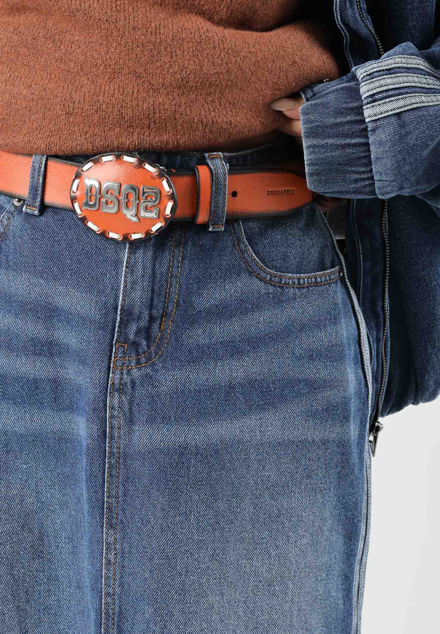 DSQUARED2 Cintura red land-arancione per uomo e donna con fibbia tonda metallica logata. DQ3545D0AIX DQ13 DSQUARED2 
