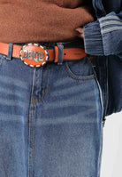 DSQUARED2 Cintura red land-arancione per uomo e donna con fibbia tonda metallica logata. DQ3545D0AIX DQ13 DSQUARED2 