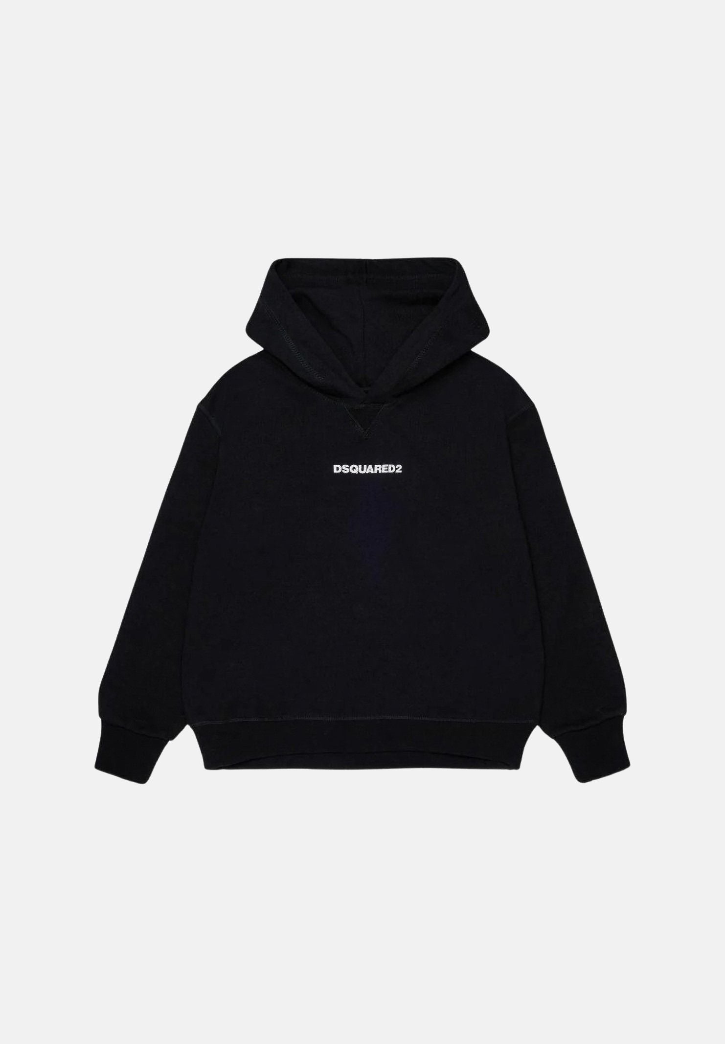DSQUARED2 Felpa con cappuccio nera per donna, ragazzi e bambini con logo frontale. DQ3557D0AIZ DQ900 DSQUARED2 