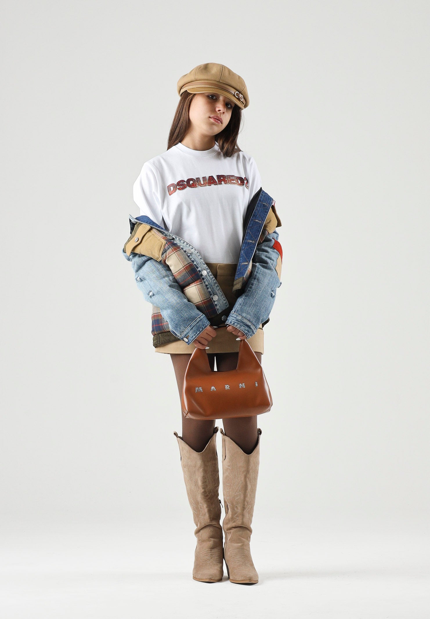 DSQUARED2 T-shirt manica corta bianca per donna, ragazzi e bambini, con  logo-scritta frontale DQ3560D0AJ1 DQ100 DSQUARED2 