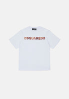 DSQUARED2 T-shirt manica corta bianca per donna, ragazzi e bambini, con  logo-scritta frontale DQ3560D0AJ1 DQ100 DSQUARED2 