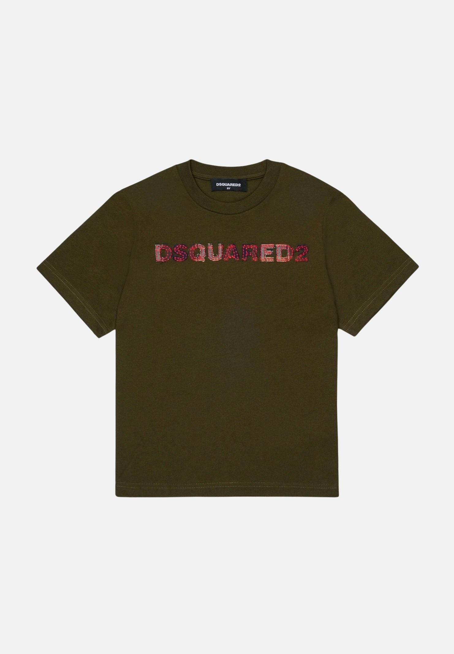 DSQUARED2 T-shirt LOGO-APPLIQUÉ tarmac- verde per donna, ragazzi e bambini DQ3560D0AJ1 DQ558 DSQUARED2 