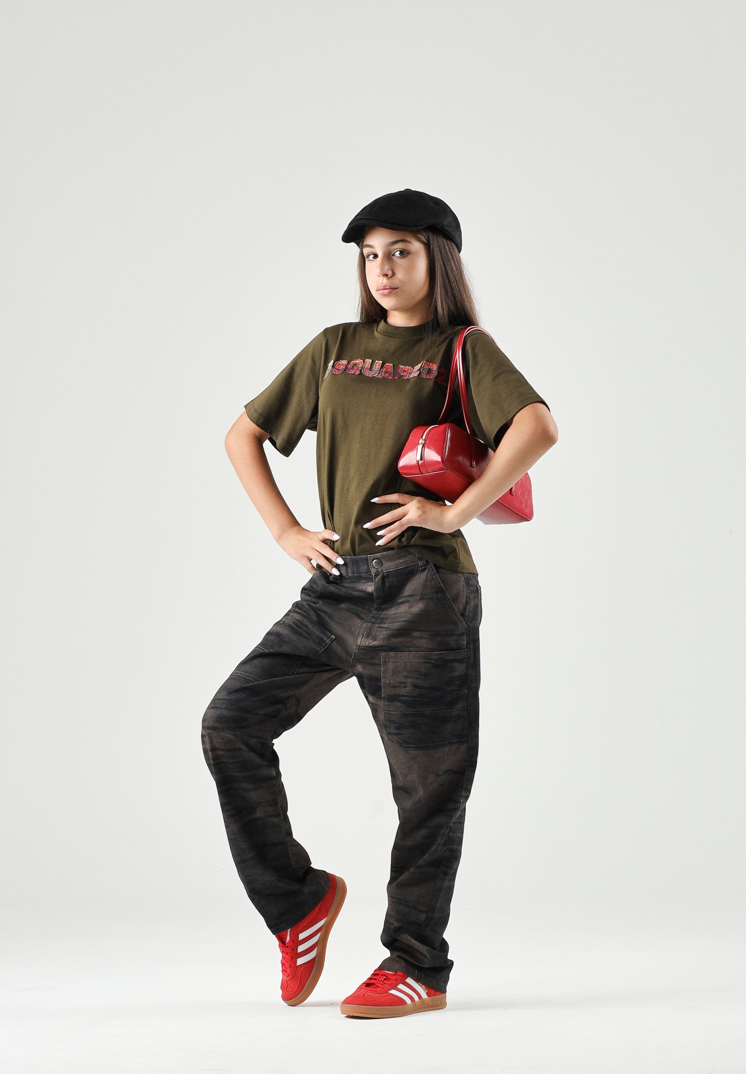DSQUARED2 T-shirt LOGO-APPLIQUÉ tarmac- verde per donna, ragazzi e bambini DQ3560D0AJ1 DQ558 DSQUARED2 
