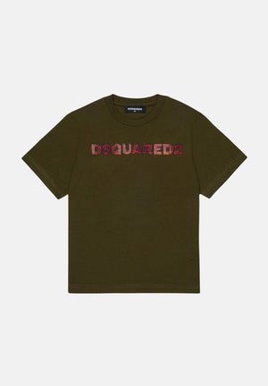 DSQUARED2 T-shirt LOGO-APPLIQUÉ tarmac- verde per donna, ragazzi e bambini DQ3560D0AJ1 DQ558 DSQUARED2 