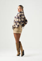 DSQUARED2 Camicia Feather Gray, beige- blu marrone, per donna, ragazzi e bambini con fantasia a quadri DQ3564D0AIA DQ717 DSQUARED2 