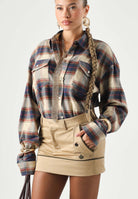 DSQUARED2 Camicia Feather Gray, beige- blu marrone, per donna, ragazzi e bambini con fantasia a quadri DQ3564D0AIA DQ717 DSQUARED2 