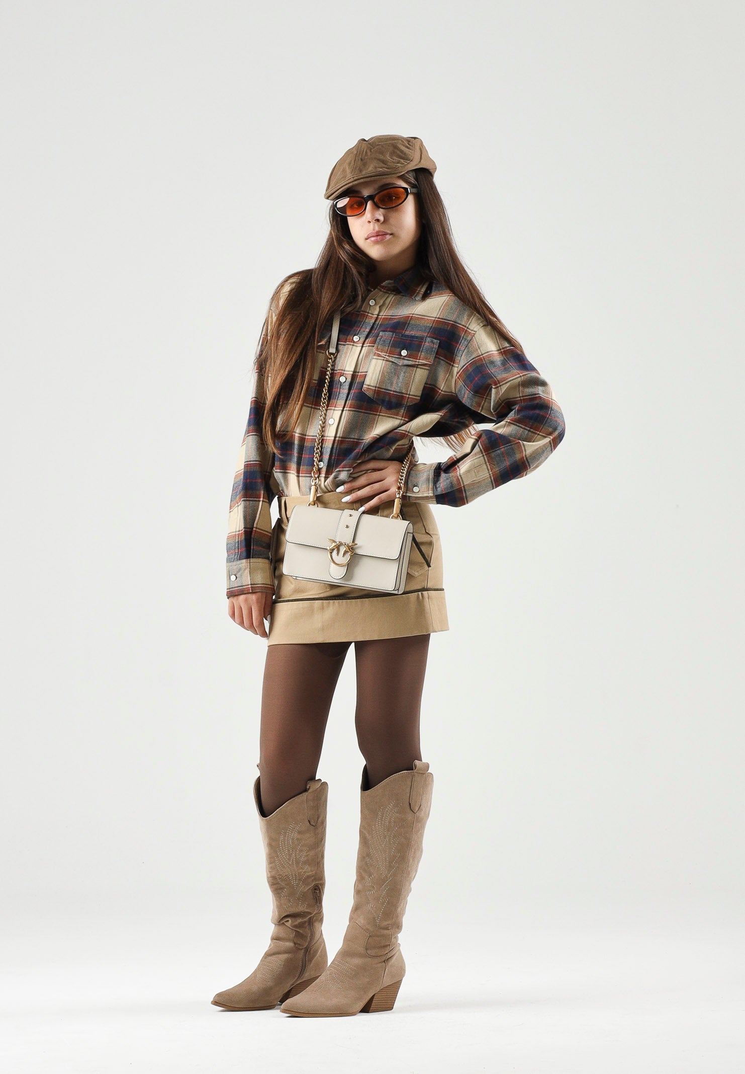DSQUARED2 Camicia Feather Gray, beige- blu marrone, per donna, ragazzi e bambini con fantasia a quadri DQ3564D0AIA DQ717 DSQUARED2 