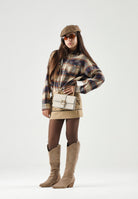 DSQUARED2 Camicia Feather Gray, beige- blu marrone, per donna, ragazzi e bambini con fantasia a quadri DQ3564D0AIA DQ717 DSQUARED2 